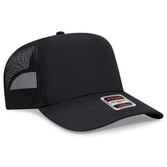 OTTO 32-1 5 Panel Mid Profile Mesh Back Trucker Cap - Black - Black / 7 3/8’’ - 7 5/8’’