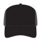 OTTO 32-1 5 Panel Mid Profile Mesh Back Trucker Cap - Black - Black / 7 3/8’’ - 7 5/8’’