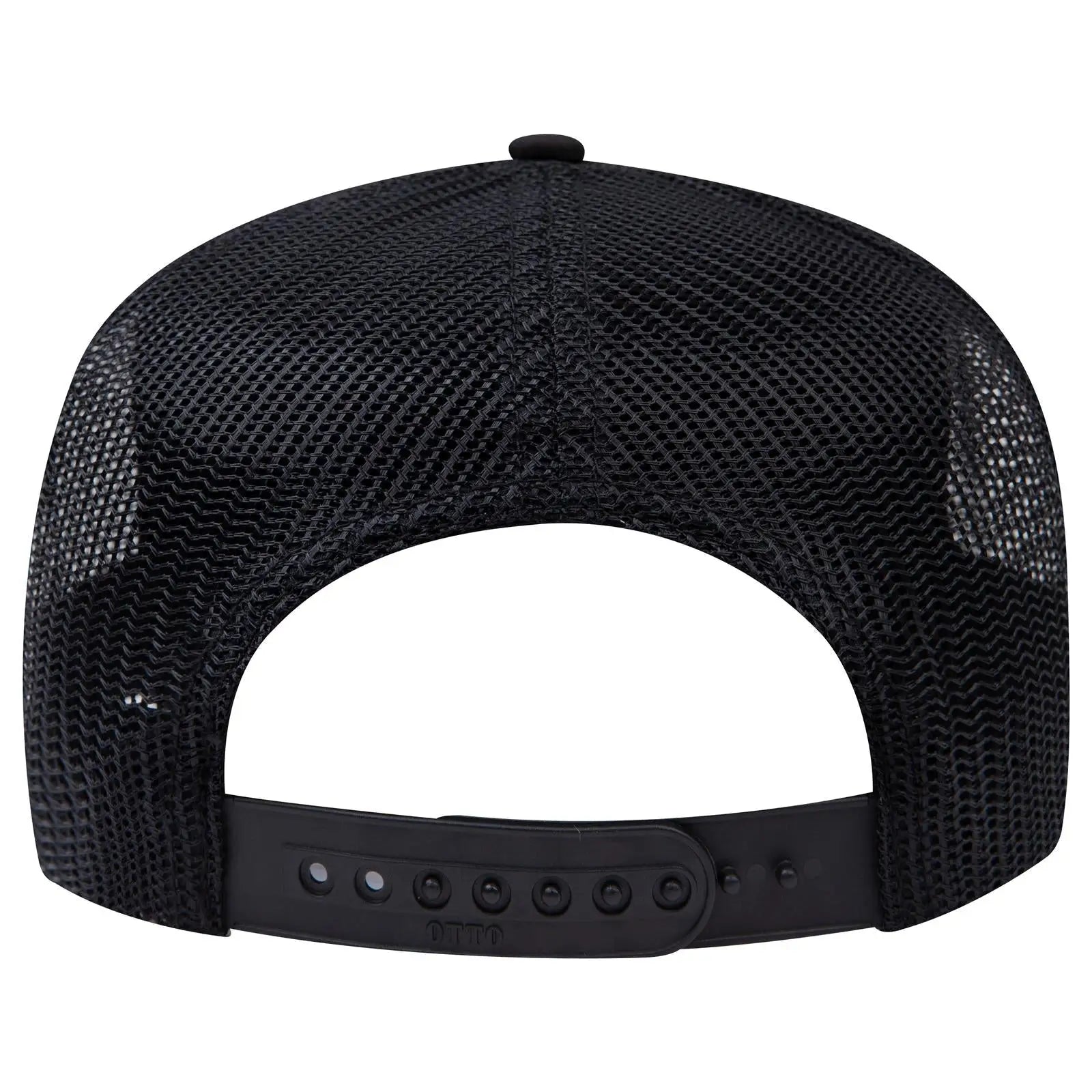 OTTO 32-1 5 Panel Mid Profile Mesh Back Trucker Cap - Black - Black / 7 3/8’’ - 7 5/8’’