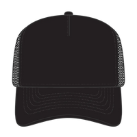 OTTO 32-1 5 Panel Mid Profile Mesh Back Trucker Cap - Black - Black / 7 3/8’’ - 7 5/8’’
