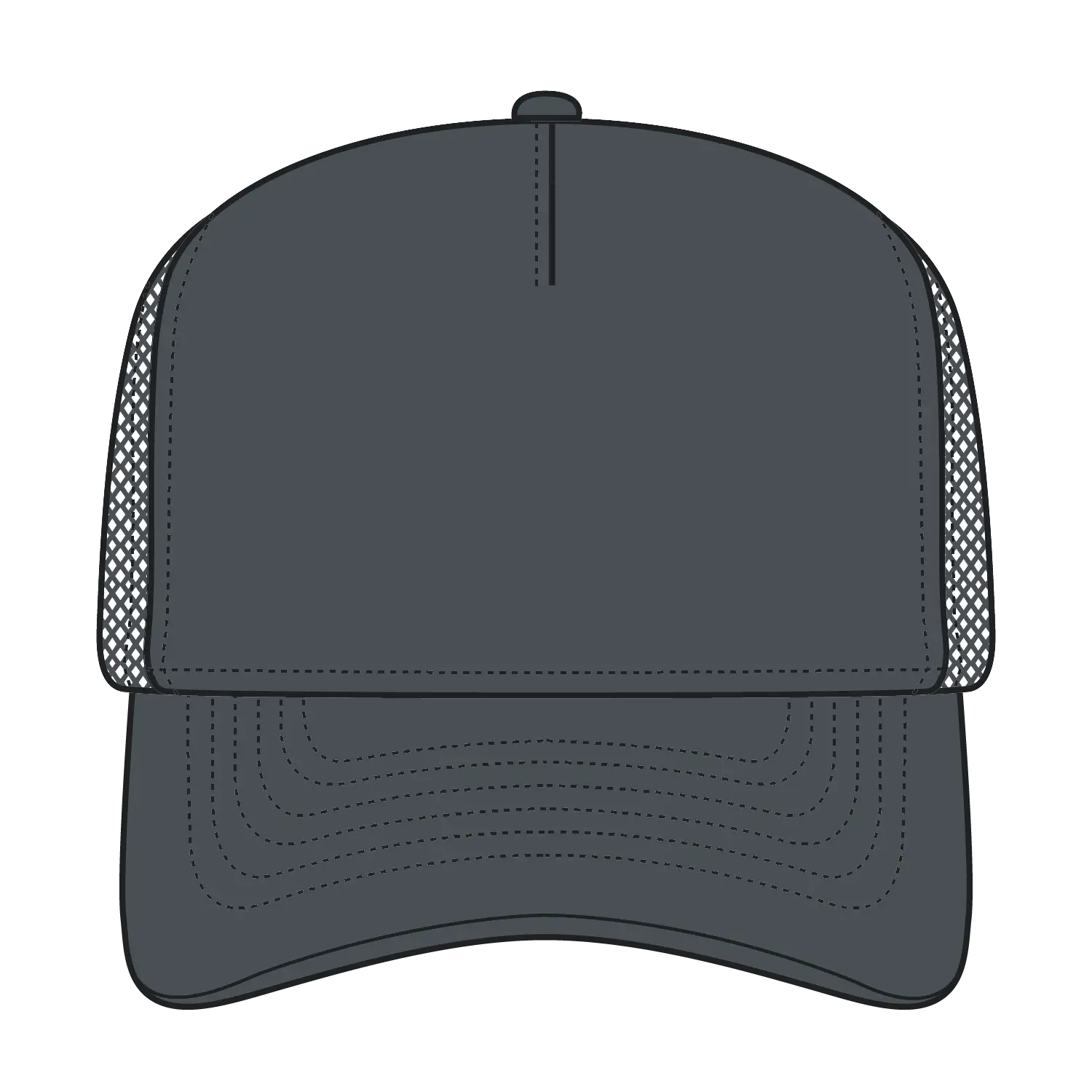 OTTO 32-1 5 Panel Mid Profile Mesh Back Trucker Cap - Char. Gray - Char. Gray / 7 3/8’’ - 7 5/8’’