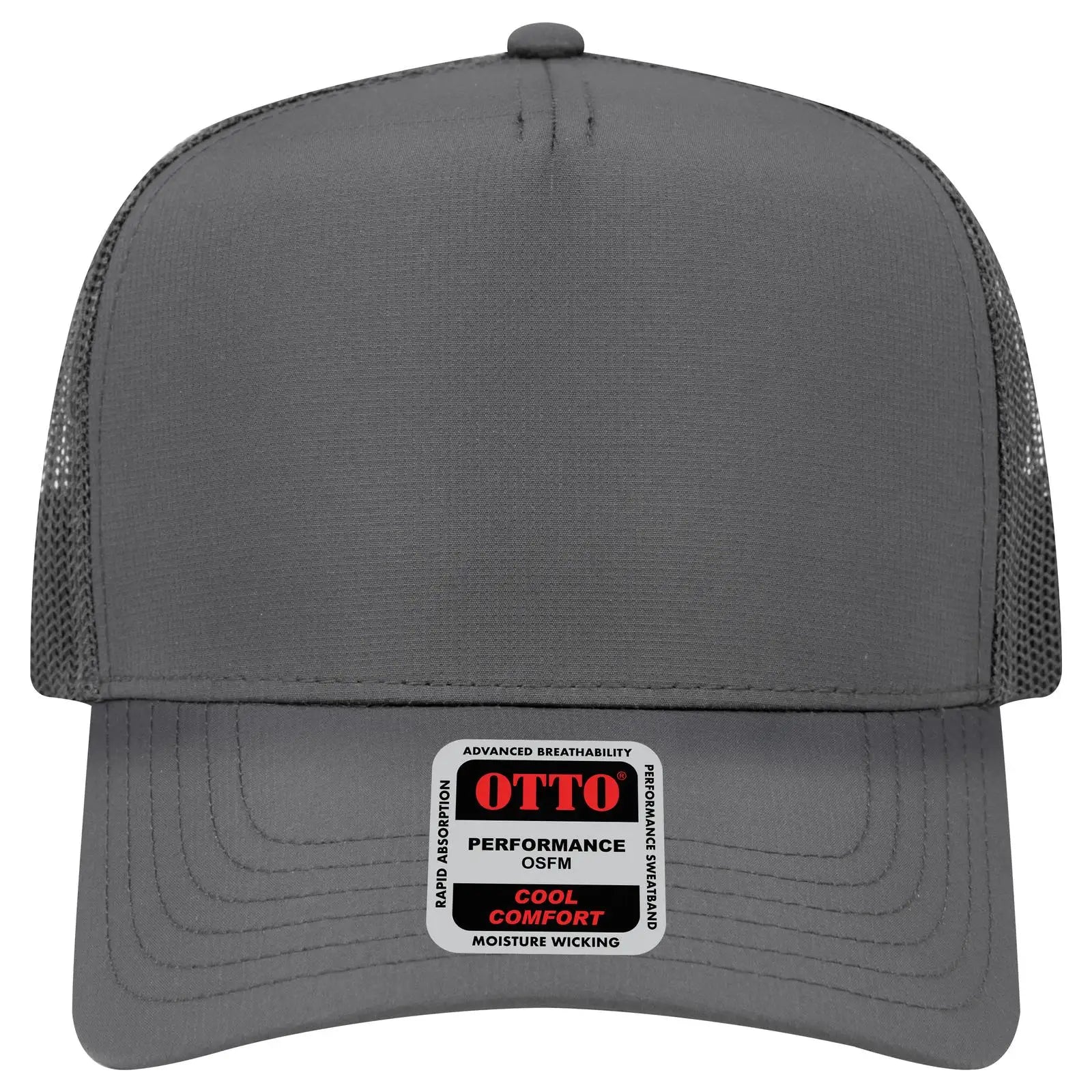 OTTO 32-1 5 Panel Mid Profile Mesh Back Trucker Cap - Char. Gray - Char. Gray / 7 3/8’’ - 7 5/8’’