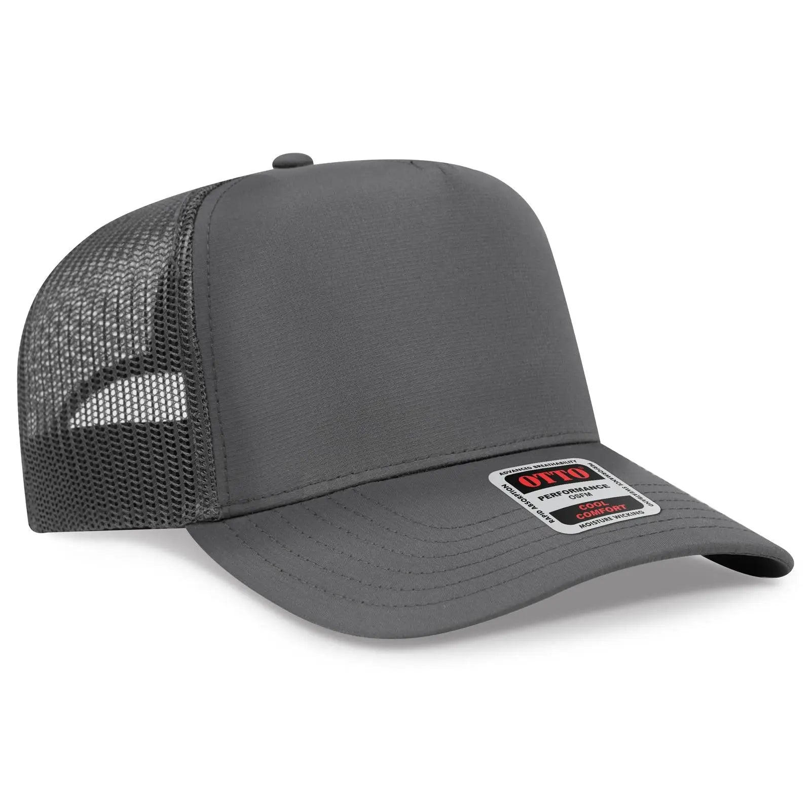 OTTO 32-1 5 Panel Mid Profile Mesh Back Trucker Cap - Char. Gray - Char. Gray / 7 3/8’’ - 7 5/8’’