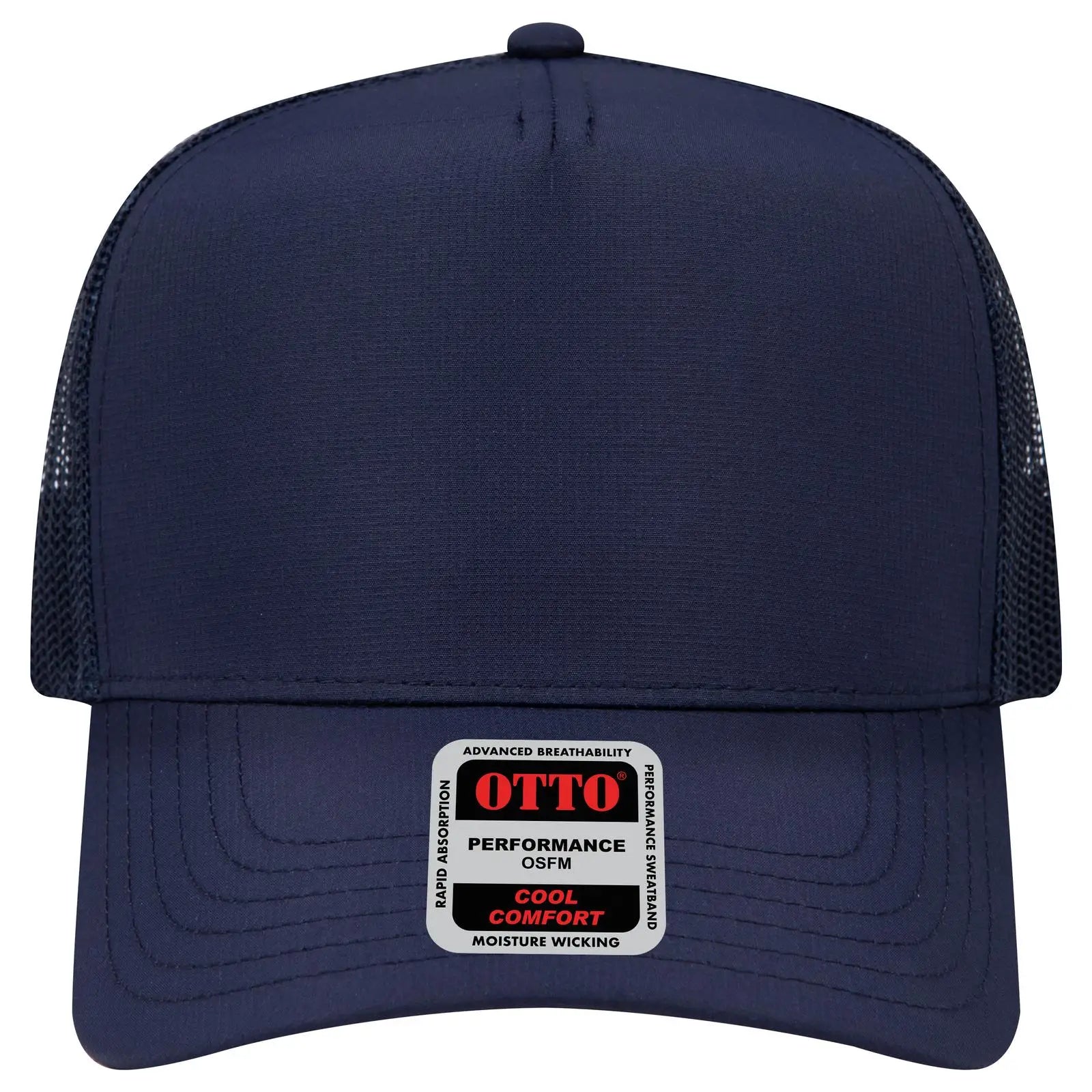 OTTO 32-1 5 Panel Mid Profile Mesh Back Trucker Cap - Navy - Navy / 7 3/8’’ - 7 5/8’’