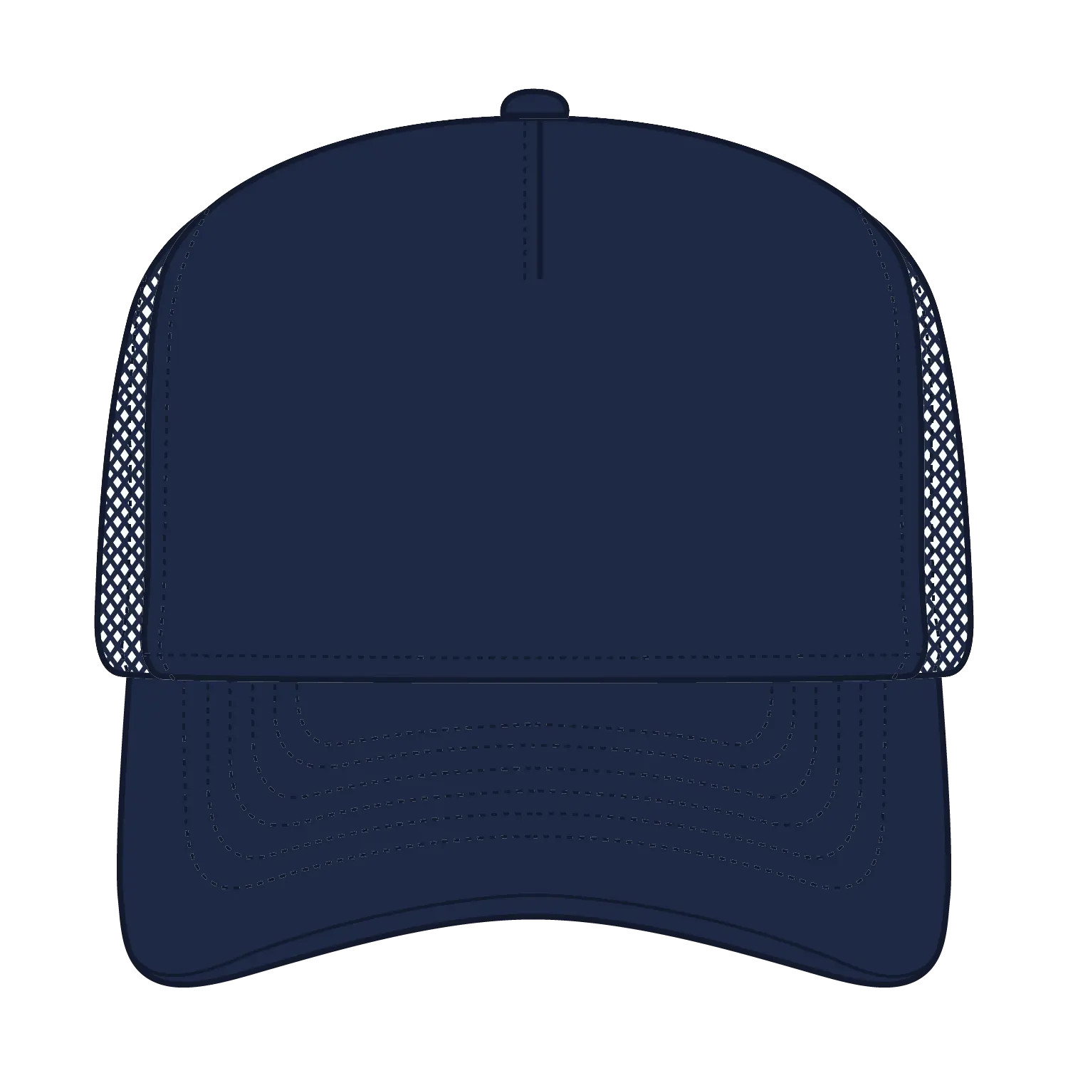 OTTO 32-1 5 Panel Mid Profile Mesh Back Trucker Cap - Navy - Navy / 7 3/8’’ - 7 5/8’’