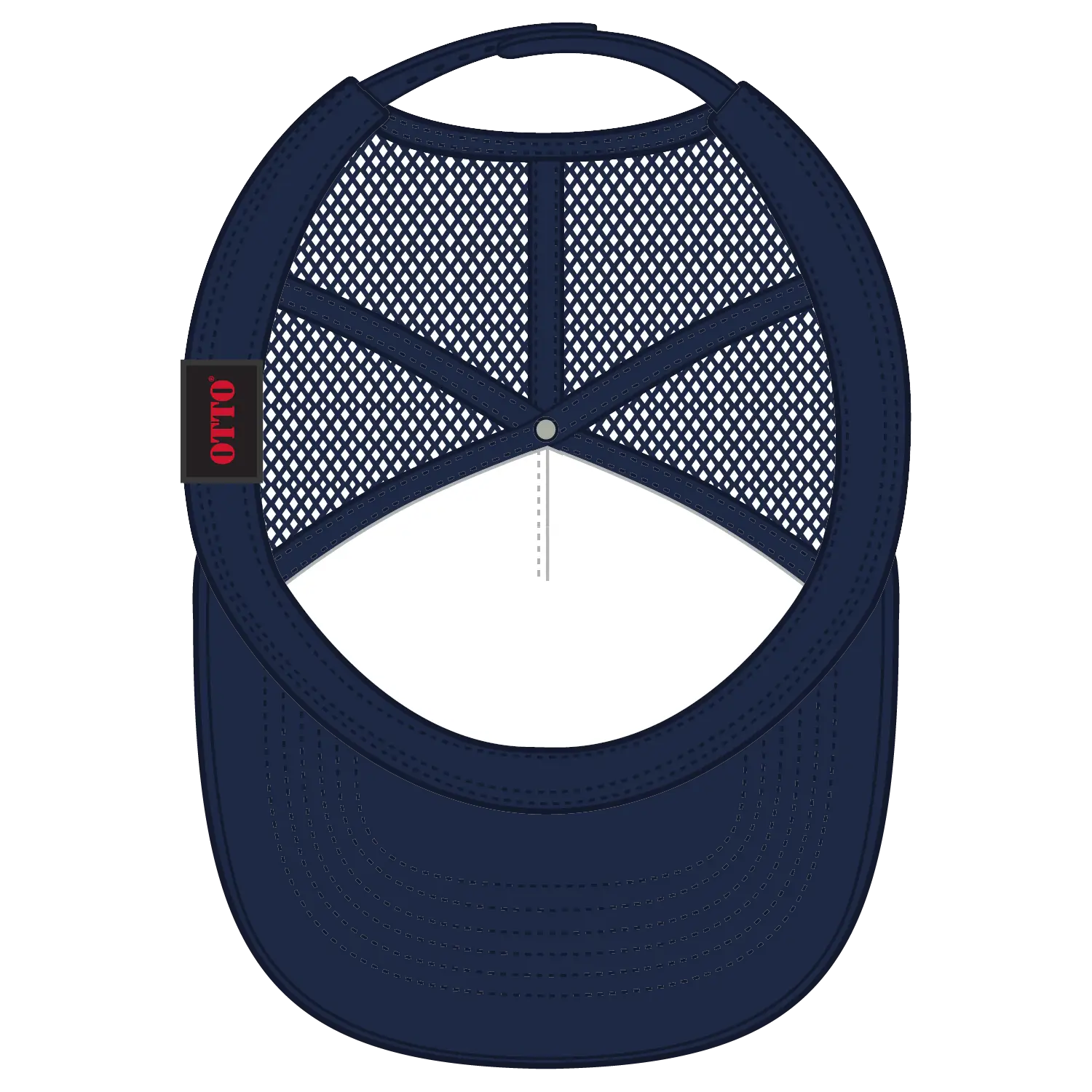 OTTO 32-1 5 Panel Mid Profile Mesh Back Trucker Cap - Navy - Navy / 7 3/8’’ - 7 5/8’’