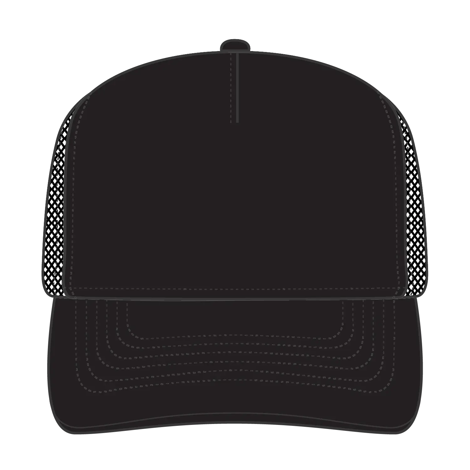 OTTO 32-1104 5 Panel Mid Profile Mesh Back Trucker Cap - Black - Black / 6 1/2’’ - 7 5/8’’