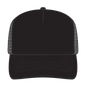 OTTO 32-1104 5 Panel Mid Profile Mesh Back Trucker Cap - Black - Black / 6 1/2’’ - 7 5/8’’