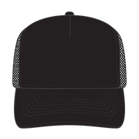 OTTO 32-1104 5 Panel Mid Profile Mesh Back Trucker Cap - Black - Black / 6 1/2’’ - 7 5/8’’