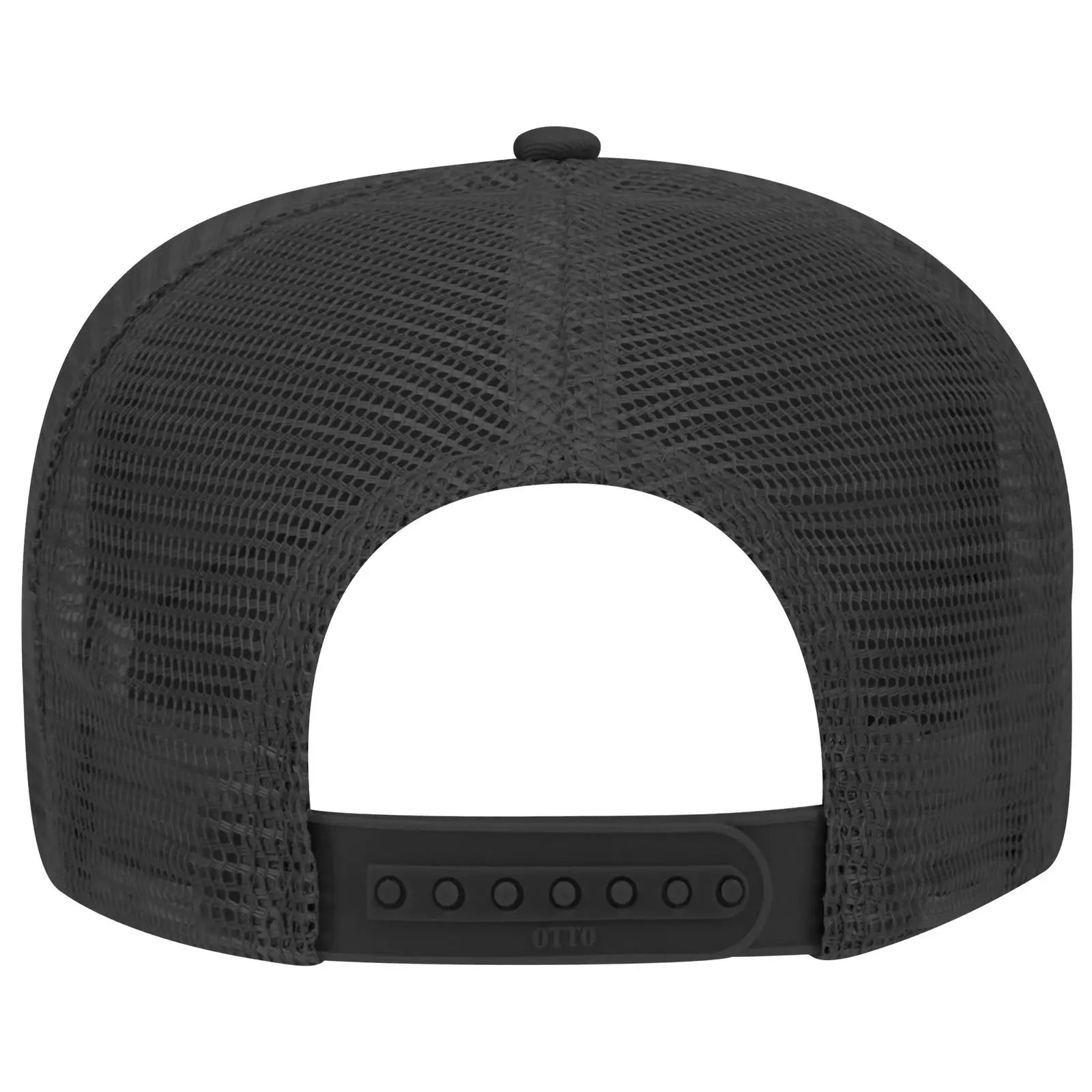 OTTO 32-1104 5 Panel Mid Profile Mesh Back Trucker Cap - Black - Black / 6 1/2’’ - 7 5/8’’