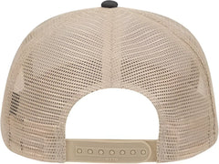 OTTO 32-285 100% Nylon Mesh Back Cotton Twill 5 Panel Pro Style Mesh Back Cap - Black Khaki - Black Khaki / One Size