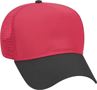 OTTO 32-285 100% Nylon Mesh Back Cotton Twill 5 Panel Pro Style Mesh Back Cap - Black Red - Black Red / One Size Fits