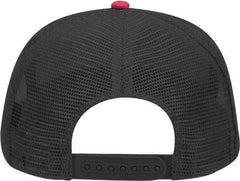 OTTO 32-285 100% Nylon Mesh Back Cotton Twill 5 Panel Pro Style Mesh Back Cap - Red Black - Red Black / One Size Fits