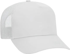 OTTO 32-285 100% Nylon Mesh Back Cotton Twill 5 Panel Pro Style Mesh Back Cap - White - White / One Size Fits Most