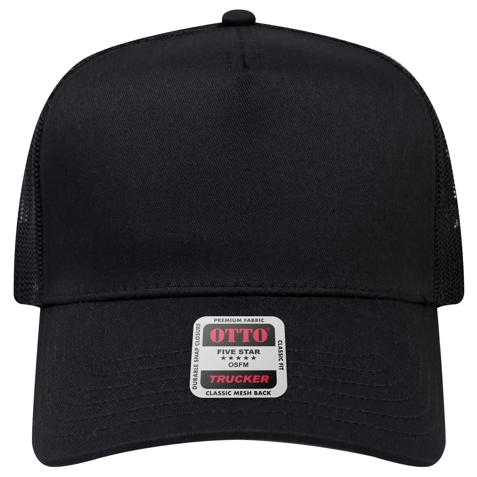 OTTO 32-285 5 Panel Mid Profile Mesh Back Trucker Cap - Black