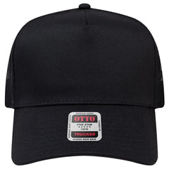 OTTO 32-285 5 Panel Mid Profile Mesh Back Trucker Cap - Black
