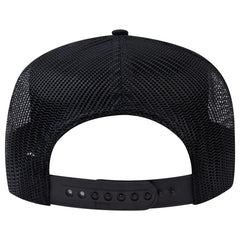 OTTO 32-285 5 Panel Mid Profile Mesh Back Trucker Cap - Black - Black / 6 1/2’’ - 7 5/8’’