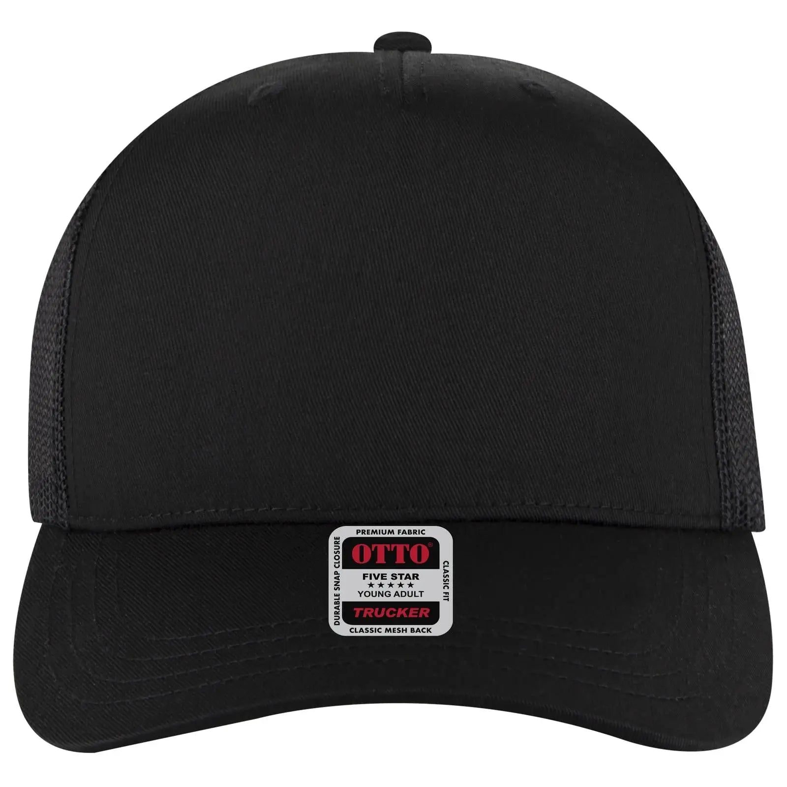 OTTO 32-285 5 Panel Mid Profile Mesh Back Trucker Cap - Black