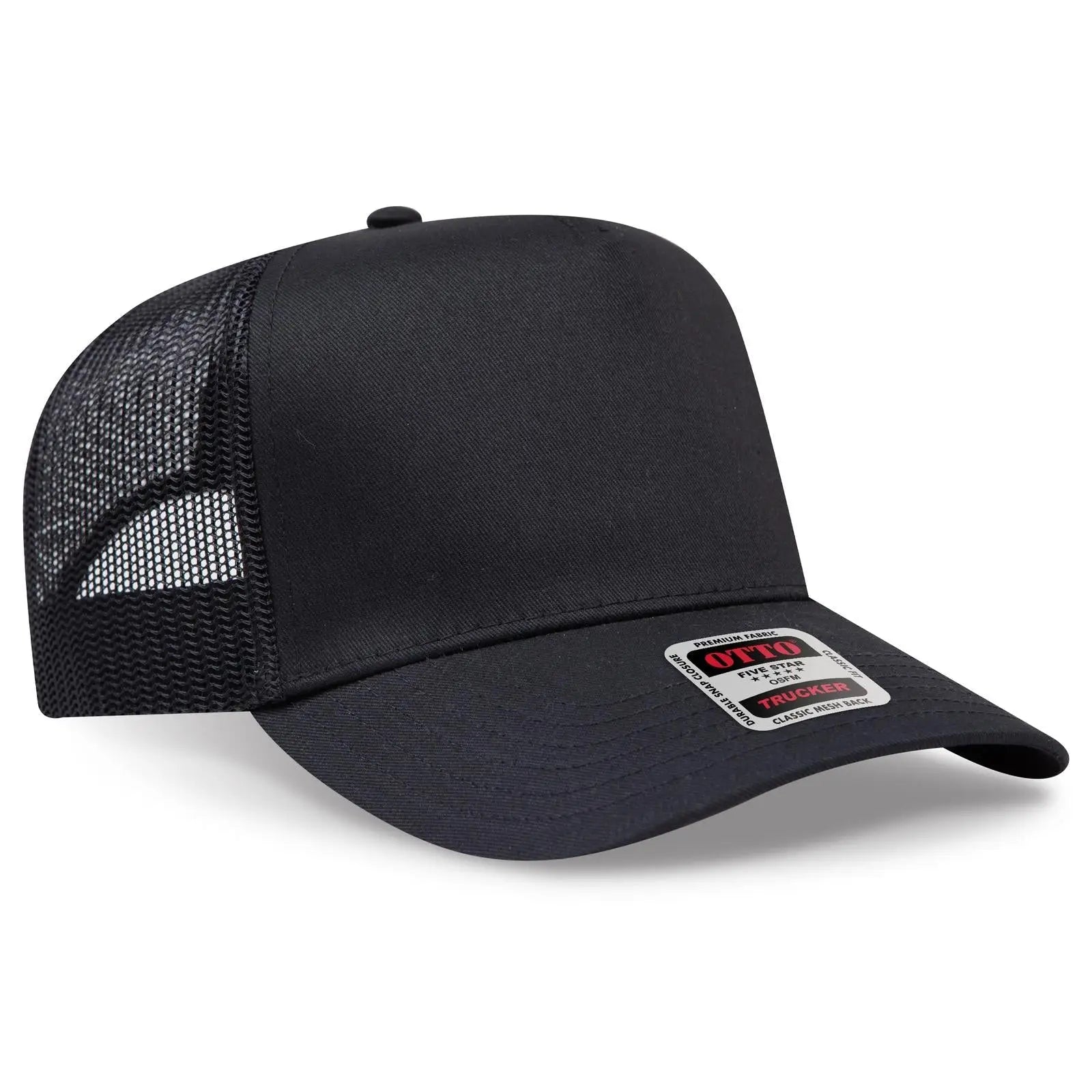 OTTO 32-285 5 Panel Mid Profile Mesh Back Trucker Cap - Black