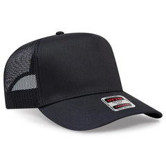 OTTO 32-285 5 Panel Mid Profile Mesh Back Trucker Cap - Black