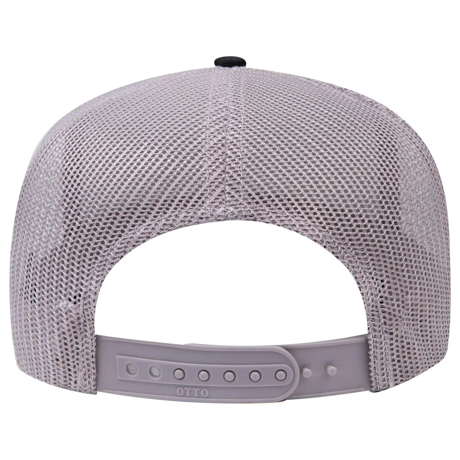 OTTO 32-285 5 Panel Mid Profile Mesh Back Trucker Cap - Blk/Gry - Blk/Gry / 6 1/2’’ - 7 5/8’’