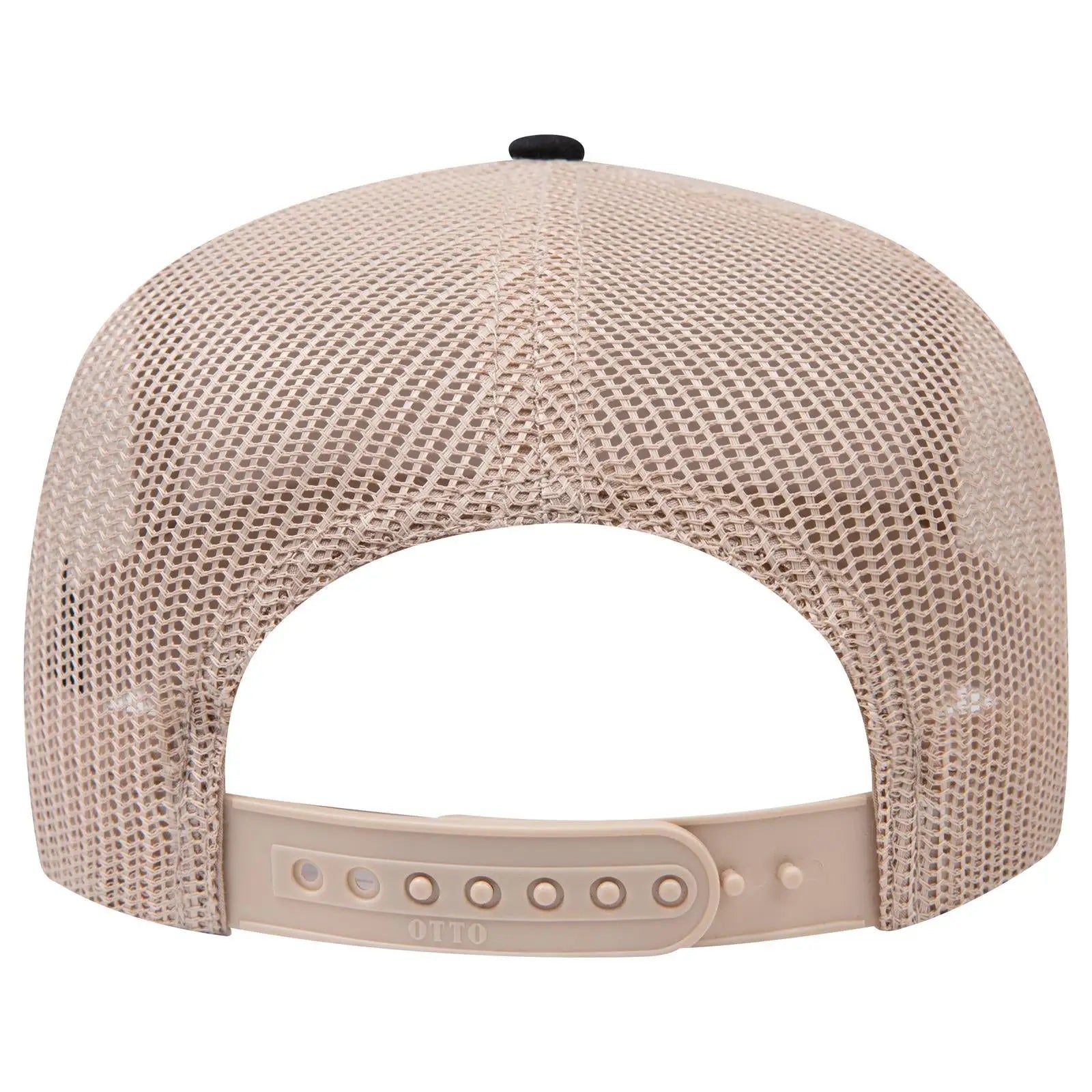 OTTO 32-285 5 Panel Mid Profile Mesh Back Trucker Cap - Blk/Kha - Blk/Kha / 6 1/2’’ - 7 5/8’’