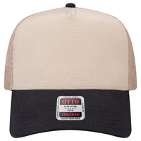 OTTO 32-285 5 Panel Mid Profile Mesh Back Trucker Cap - Blk/Khk - Blk/Khk / 6 1/2’’ - 7 5/8’’