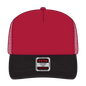 OTTO 32-285 5 Panel Mid Profile Mesh Back Trucker Cap - Blk/Red - Blk/Red / 6 1/2’’ - 7 5/8’’