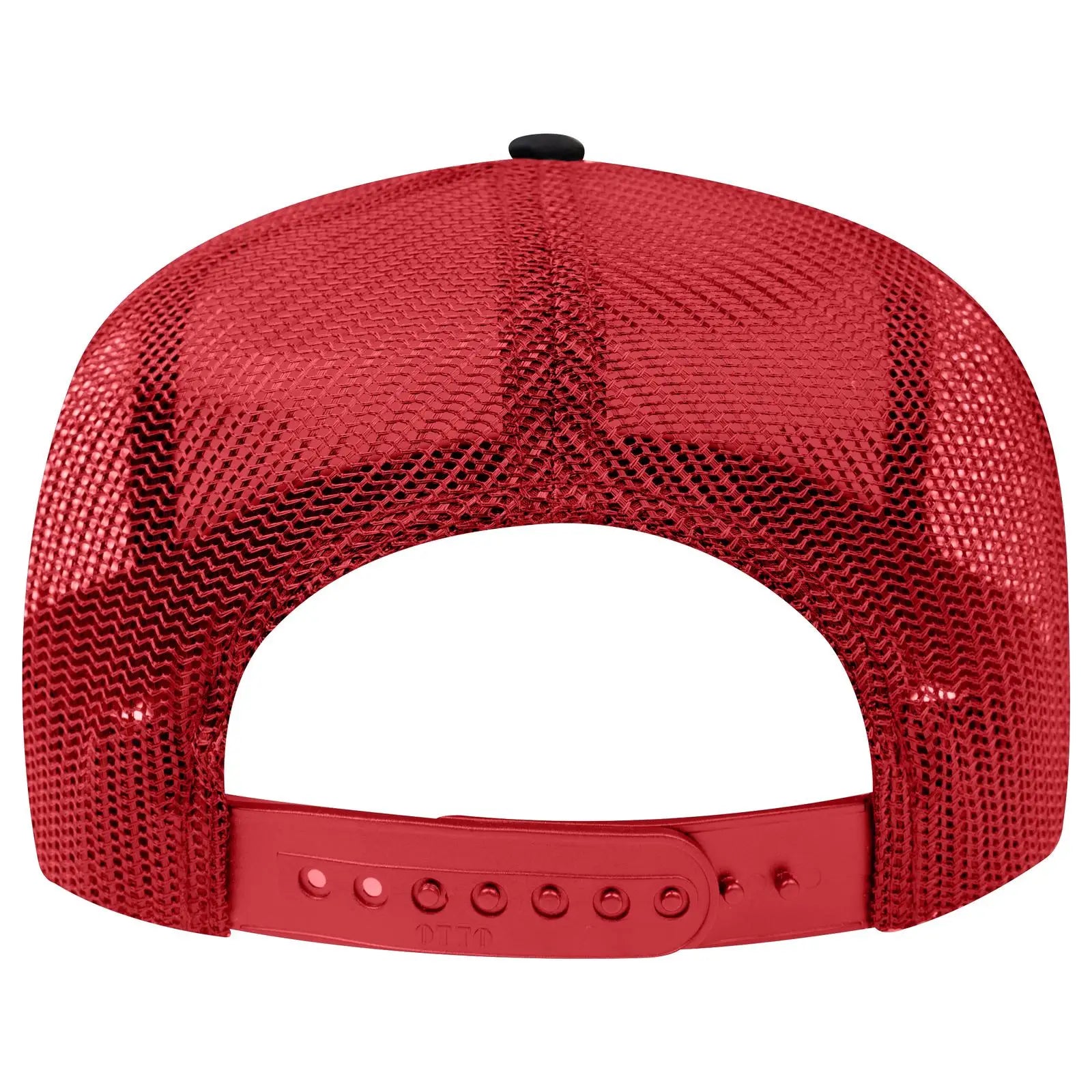 OTTO 32-285 5 Panel Mid Profile Mesh Back Trucker Cap - Blk/Red - Blk/Red / 6 1/2’’ - 7 5/8’’