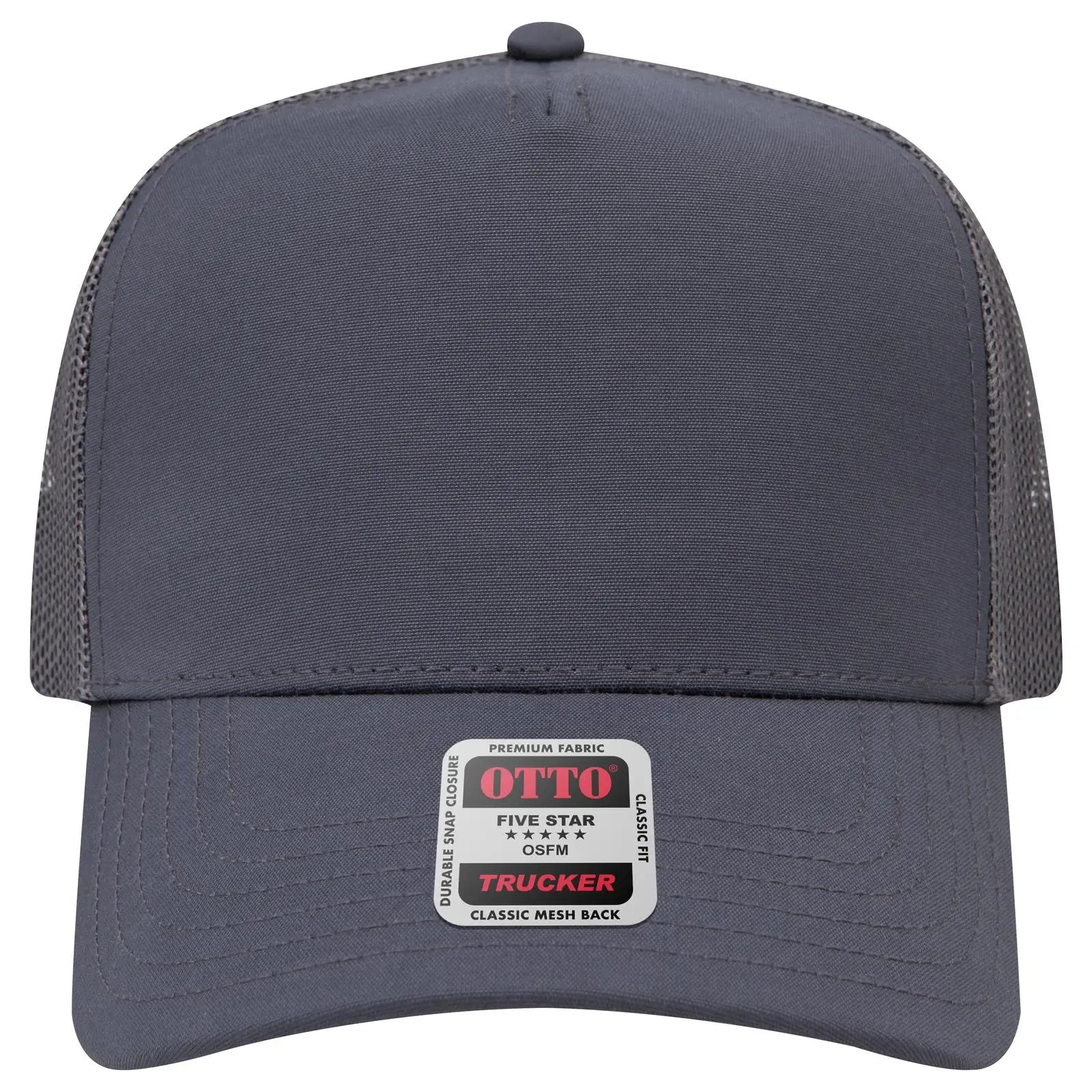 OTTO 32-285 5 Panel Mid Profile Mesh Back Trucker Cap - Ch Gry - Ch Gry / 6 1/2’’ - 7 5/8’’
