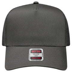 OTTO 32-285 5 Panel Mid Profile Mesh Back Trucker Cap - Char. Gray - Char. Gray / 6 1/2’’ - 7 5/8’’