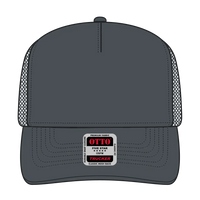 OTTO 32-285 5 Panel Mid Profile Mesh Back Trucker Cap - Char. Gray - Char. Gray / 6 1/2’’ - 7 5/8’’