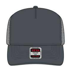 OTTO 32-285 5 Panel Mid Profile Mesh Back Trucker Cap - Char. Gray - Char. Gray / 6 1/2’’ - 7 5/8’’