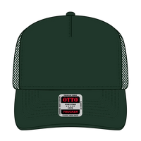 OTTO 32-285 5 Panel Mid Profile Mesh Back Trucker Cap - Dk. Green - Dk. Green / 6 1/2’’ - 7 5/8’’