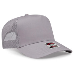 OTTO 32-285 5 Panel Mid Profile Mesh Back Trucker Cap - Gray - Gray / 6 1/2’’ - 7 5/8’’