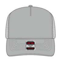 OTTO 32-285 5 Panel Mid Profile Mesh Back Trucker Cap - Gray - Gray / 6 1/2’’ - 7 5/8’’