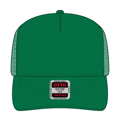 OTTO 32-285 5 Panel Mid Profile Mesh Back Trucker Cap - Kelly - Kelly / 6 1/2’’ - 7 5/8’’