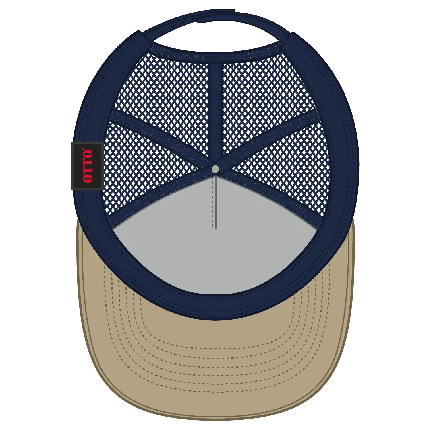 OTTO 32-285 5 Panel Mid Profile Mesh Back Trucker Cap - Kha/Nvy - Kha/Nvy / 6 1/2’’ - 7 5/8’’