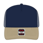 OTTO 32-285 5 Panel Mid Profile Mesh Back Trucker Cap - Kha/Nvy - Kha/Nvy / 6 1/2’’ - 7 5/8’’