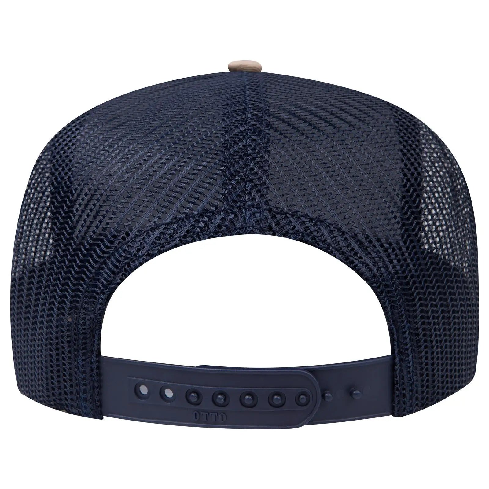 OTTO 32-285 5 Panel Mid Profile Mesh Back Trucker Cap - Kha/Nvy - Kha/Nvy / 6 1/2’’ - 7 5/8’’