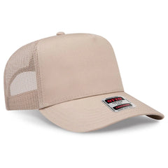 OTTO 32-285 5 Panel Mid Profile Mesh Back Trucker Cap - Khaki