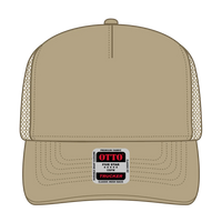OTTO 32-285 5 Panel Mid Profile Mesh Back Trucker Cap - Khaki - Khaki / 6 1/2’’ - 7 5/8’’
