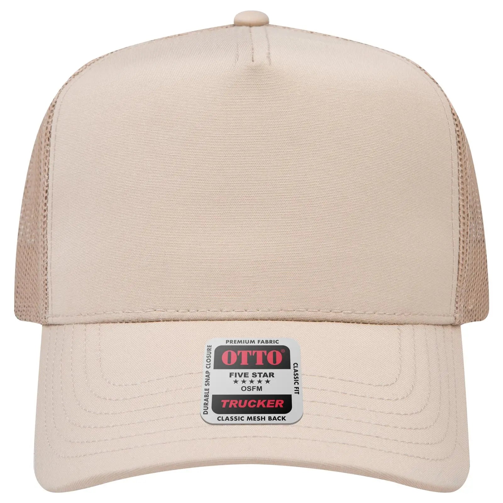OTTO 32-285 5 Panel Mid Profile Mesh Back Trucker Cap - Khk - Khk / 6 1/2’’ - 7 5/8’’