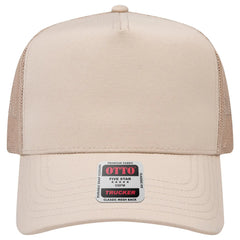 OTTO 32-285 5 Panel Mid Profile Mesh Back Trucker Cap - Khk - Khk / 6 1/2’’ - 7 5/8’’