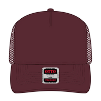 OTTO 32-285 5 Panel Mid Profile Mesh Back Trucker Cap - Maroon - Maroon / 6 1/2’’ - 7 5/8’’