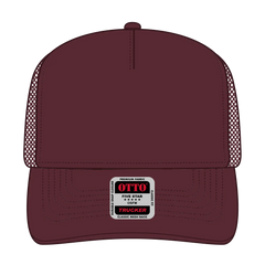 OTTO 32-285 5 Panel Mid Profile Mesh Back Trucker Cap - Maroon - Maroon / 6 1/2’’ - 7 5/8’’