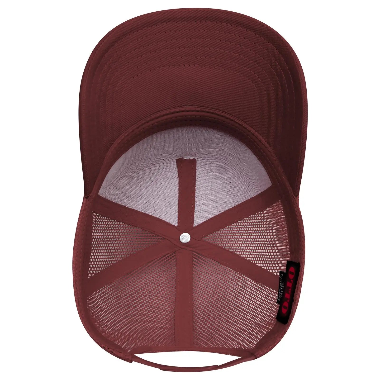 OTTO 32-285 5 Panel Mid Profile Mesh Back Trucker Cap - Maroon - Maroon / 6 1/2’’ - 7 5/8’’