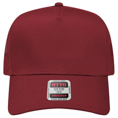 OTTO 32-285 5 Panel Mid Profile Mesh Back Trucker Cap - Maroon - Maroon / 6 1/2’’ - 7 5/8’’