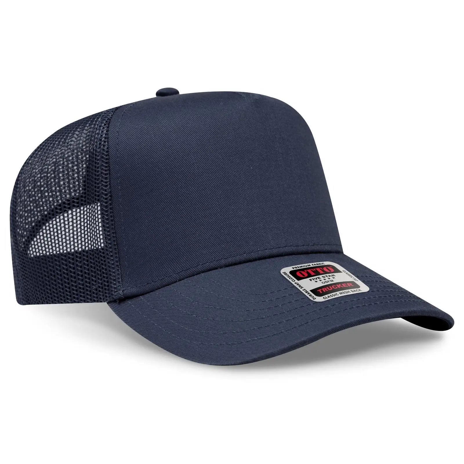 OTTO 32-285 5 Panel Mid Profile Mesh Back Trucker Cap - Navy