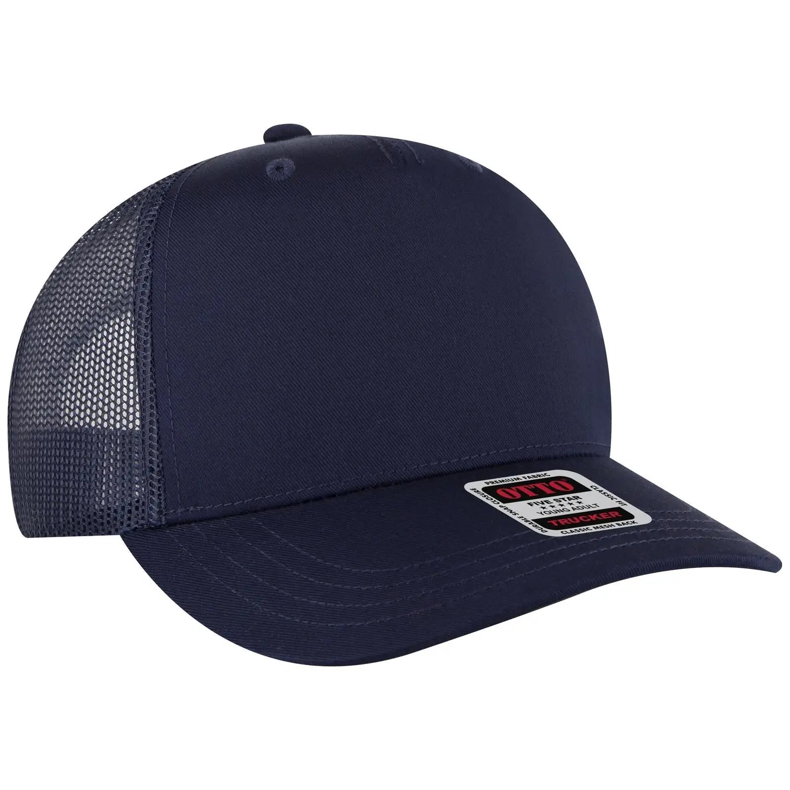 OTTO 32-285 5 Panel Mid Profile Mesh Back Trucker Cap - Navy